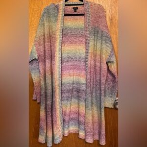 Torrid Rainbow Ombre Open Front Cardigan, a long, open-front sweater - Sz 3